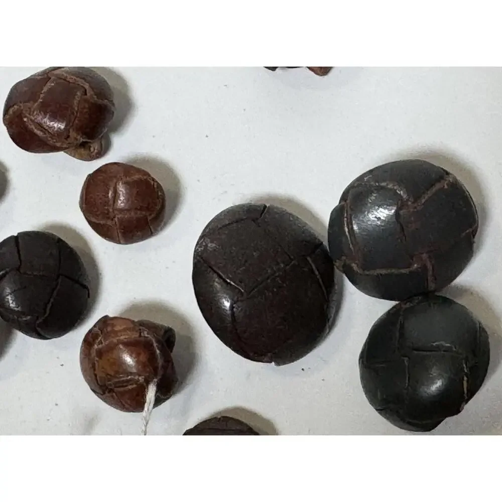 Lot of 35 Vintage Wrapped Woven Leather Shank Buttons
